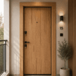 usa antiefractie matrix montata la un apartament de bloc culoarea este stejar natural lemn