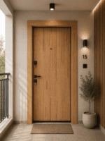 usa antiefractie matrix montata la un apartament de bloc culoarea este stejar natural lemn